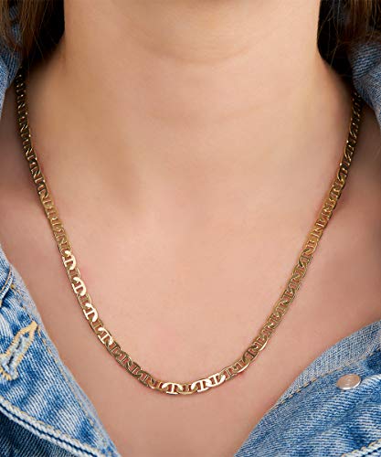 Barzel Mariner Chain Necklace for Women, 18K Gold Plated Mariner Chain Necklace (20 Inches, 5MM Gold)