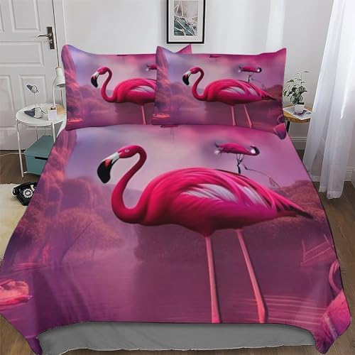 Housse de couette polyester microfibre coton motif aigrette anti-plis
