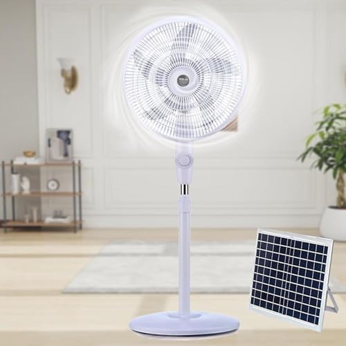 YYRHD-CZ Ventilador De Pie con Energía Solar, Recargable For Camping (10000 MAh), 3 Velocidades, Dos Modos De Carga, Altura Ajustable, Ideal For Oficina, Exteriores Y Camping