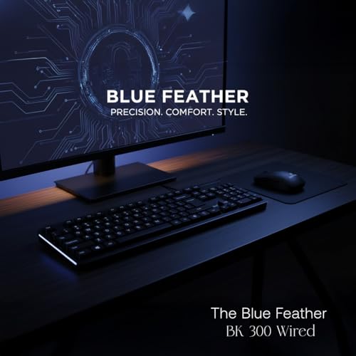 Image of Blue Feather BK300 Wired Keyboard - 104 Keys | USB Plug & Play | Lightweight & Sturdy | Compatible with Windows, Mac, Linux 1 Year Warranty