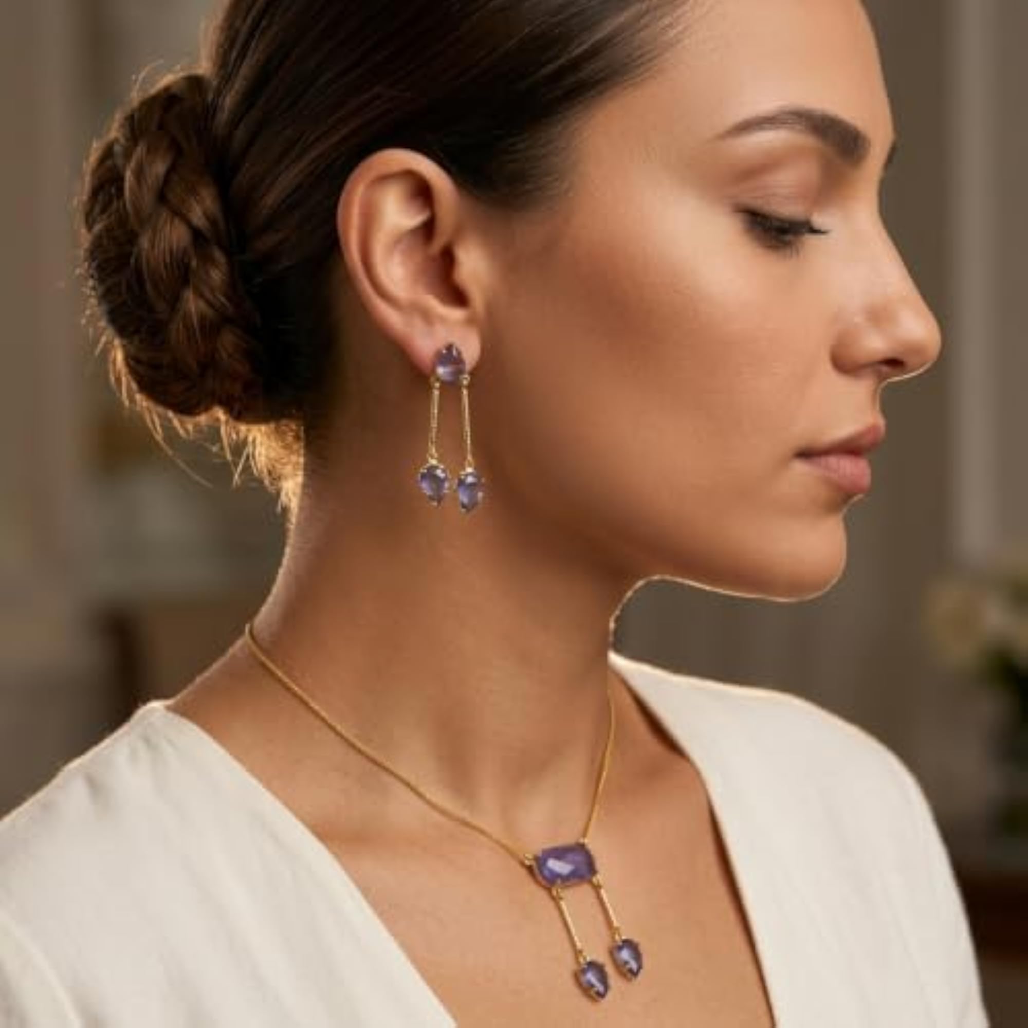Purple Gemstone Set, Elegant Jewellery Gift