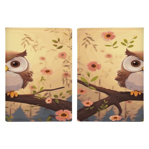 Passeport housse de protection hibou mignon ultra fin en cuir PU pour homme et femme