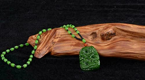 Collier dragon vert naturel sculpté à la main, bijou d'exception - 3