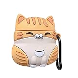 LUCKESSA Cute Kawaii Squatting Smiling Happy Sleeping Cat Earphone Case for AirPods Pro, Sitting Kit