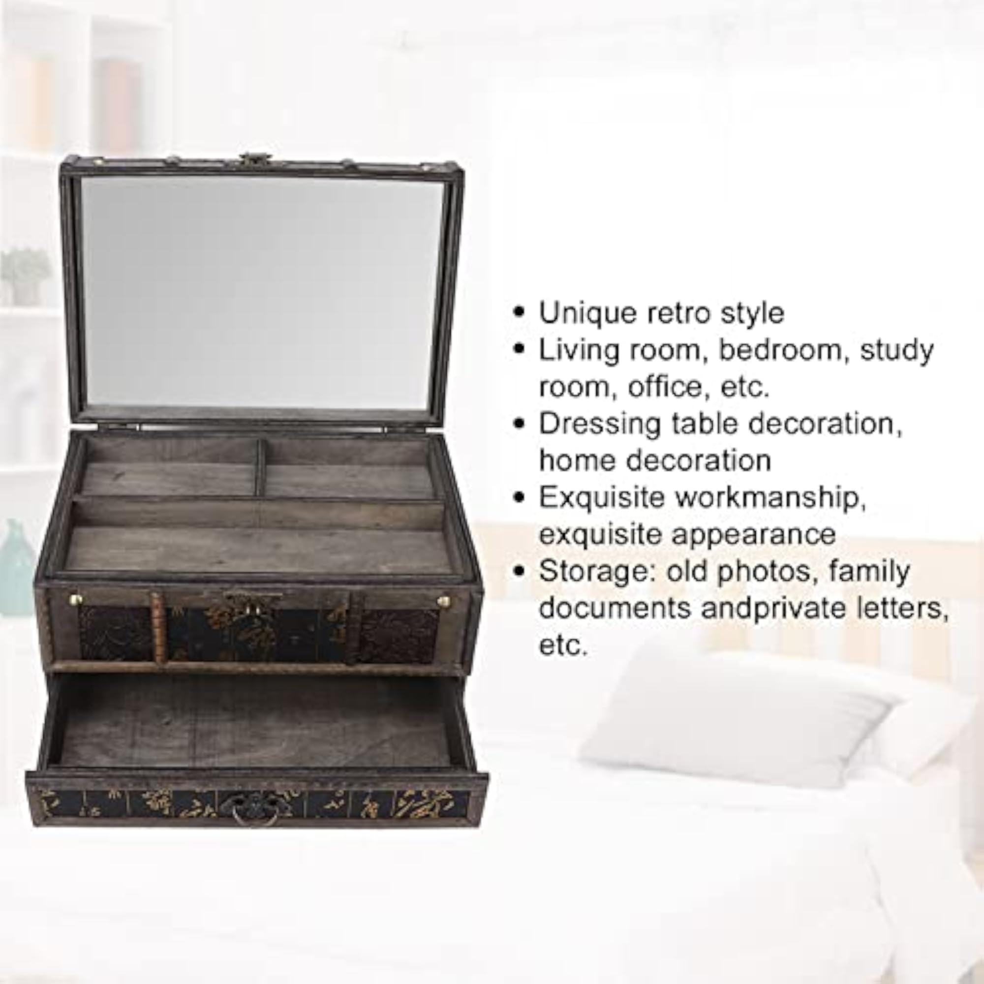 Chinese Style Retro Wooden Chest for Jewellery Storage