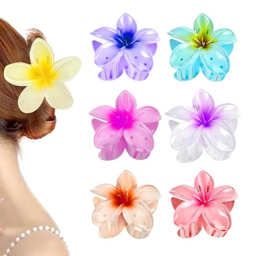 Image of GLUN Flower Pettles Hair Claw Clutcher, Beautiful Multicolour Pack of 6 Big Size Clutches for Thick & Thin Hair, Strong Hold Nonslip Large Hair Accessories for Women & Girls