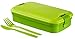 Curver - Bento Recipiente para Alimentos Lunch & Go 1.4 L - Con Cubiertos - 2 Compartimentos + Separador Interno - Color Verde Lima