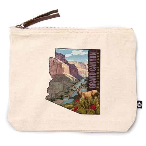 Lantern Press Grand Canyon National Park, Arizona, Deer Scene, 100% Cotton Zipper Pouch, Travel Accessory, Go Bag