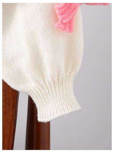 Floerns Girl's Y2k Cute Bow V Neck Long Sleeve Cardigan Sweater Button Down Pullovers3