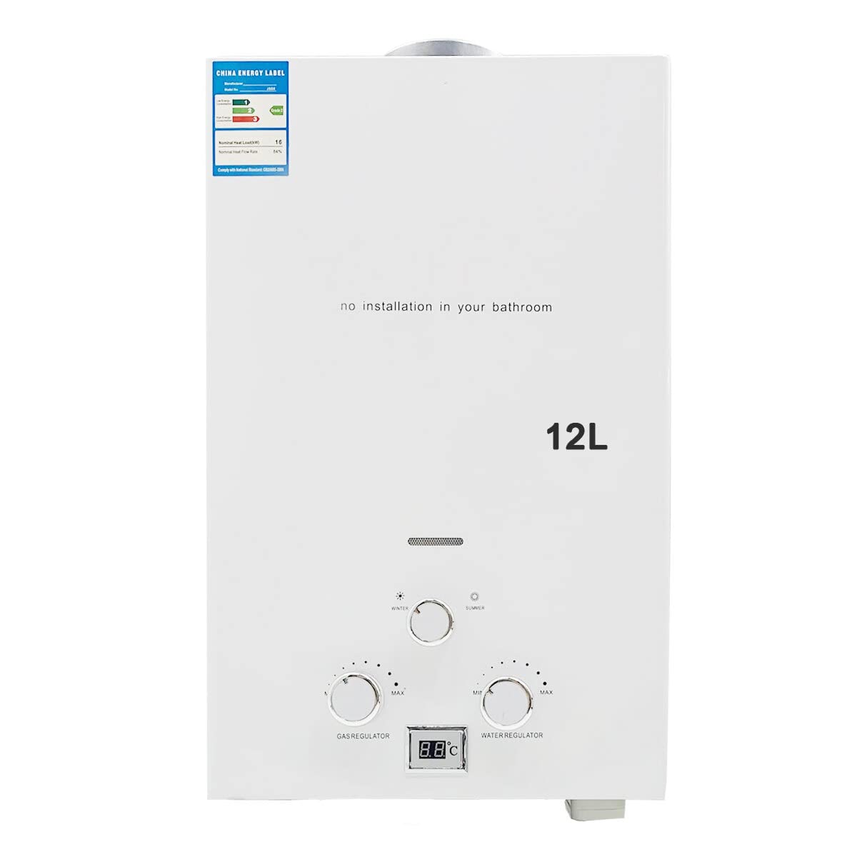 Scaldabagno a Gas GPL 12L 24KW, Portatile Istantaneo Scaldabagno Butano Propano, Doccia allaperto Bagno, Adatto Casa Campeggio Esterno RV, con certificazione CE, Tubo Doccia