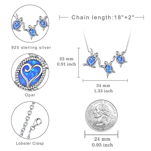 Opal Turtle Necklace 925 Sterling Silver Hawaiian Sea Turtle Pendant Necklaces Beach Jewelry Gifts for Women Girls4