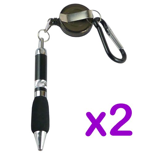 , 2 unidades de saque de la pluma llavero con 85 cm cable retráctil