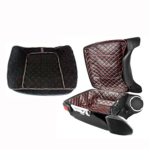 Forros para alforjas y baúl no estirados para Harley Touring (Road King, Street Glide, Electra Glide, Ultra Limited) 2014-2022, cuero sintético con hilo rojo miniatura 6