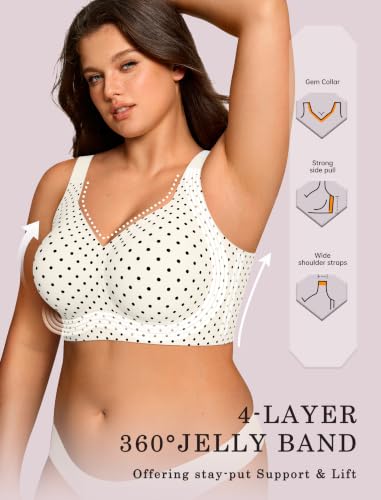 Image of OEAK Womens Wireless Jelly Bras Plus Size Support Push Up Comfortable Bra | no underwire,full coverage,for large breast,minimizer bra,seamless,tshirt bras,everyday bra