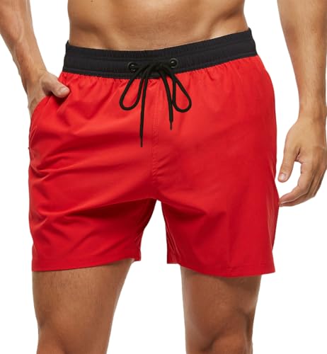 Image of Tyhengta Men's Swim Trunks Quick Dry Beach Shorts with Zipper Pockets and Mesh Lining
