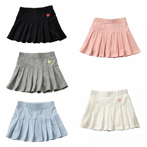 Toddler Pleated Skirt Girls School Uniform Elastic Waist Skort Shorts Kids Girl Cute Tennis Mini Scooter Skirts Black