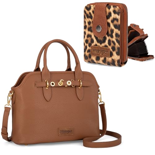 Wrangler Medium Tote Bags for Women and Women Small Leopard Print Credit Wallet Set