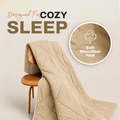 Image of DECORUM Reversible Comforter Double Bed 250 GSM | Beige & Cream | Ultra Soft Microfiber Quilt | Lightweight All Season Comforter | (228 X 223 CM) | 250 GSM, Ultra Soft Microfiber Quilt, Lightweight, All Season