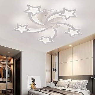 XEMQENER Modern LED Ceiling Light, 6000K Daylight LED Chandelier Ceiling Light, 75W Flush Mount Lighting Fixture for Living Room Bedroom Dining Room (5 Stars, Cool White)