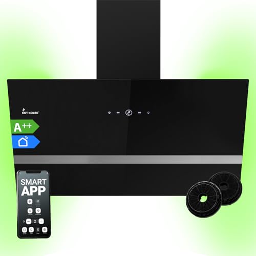 KKT KOLBE Dunstabzugshaube 90 cm | Wandhaube Kopffrei | Schwarz Glas | Smart WiFi App |...