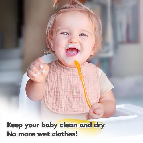 Susurration Muslin Baby Bibs 6 Pack Bandana Drool Bibs,Soft Square Adjustable Baby Drooling Bibs For Unisex Girls & Boys thumb #4