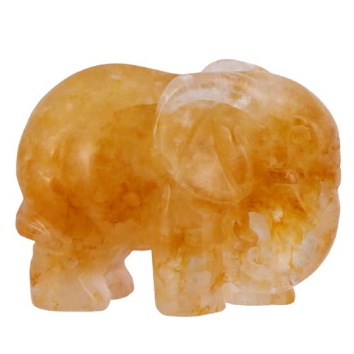 Figurita de elefante de cristal citrino 2'' para decoración miniatura 3