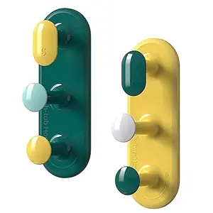 WOODTULA Wall Mounted washbasin Hook - Multifunctional Storage Rack - Heavy Duty Wall Mount Hook - Bathroom Accessories (Set of 2, Multi)