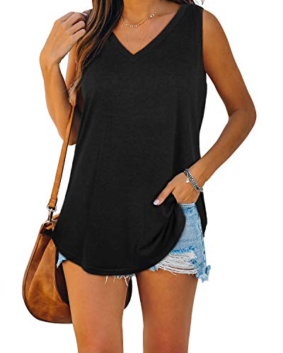 XIEERDUO Womens Tank Tops V Neck Basic Solid Color Casual Flowy Summer Sleeveless3