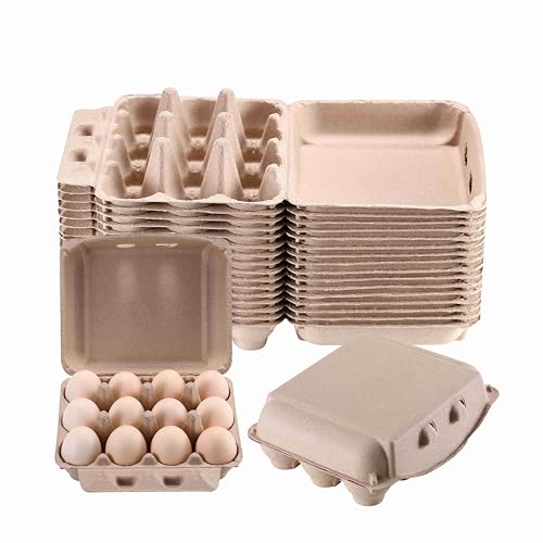 Vintage Egg Cartons 50 Pack, Blank Natural Paper Pulp Square