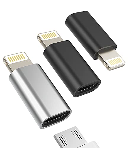 3 Pack Micro USB Female to Lightning Male Adapter, Zoyuzan Brand, Compatible with Cellular Phones and Headphones, 12 Month Warranty