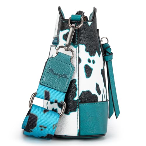 Image of Wrangler Cow Print Crossbody Bag for Women Western Cross Body Purse with Signature Strap