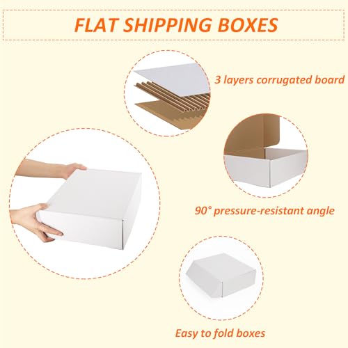 Image of HORLIMER 13x10x4 inches Shipping Boxes Set of 15, White Corrugated Cardboard Box Literature Mailer, 15 Stickers Included
