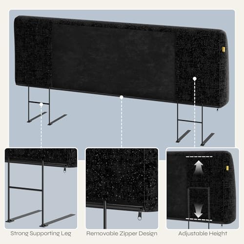 Image of Pinmoco 4.7 inch Upholstered Headboard for Full Size Bed, Height Adjustable and Ergonomic Headboard, Easy Assemble, Sturdy and Durable, Starry Night Black