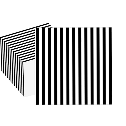 Stxys Black and White Striped Napkins (60ct 5 x 5) - Black Cocktail Napkins for Party Stripes Beverage Napkin set for Birthday Party Halloween Bridal Shower appetizer dessert