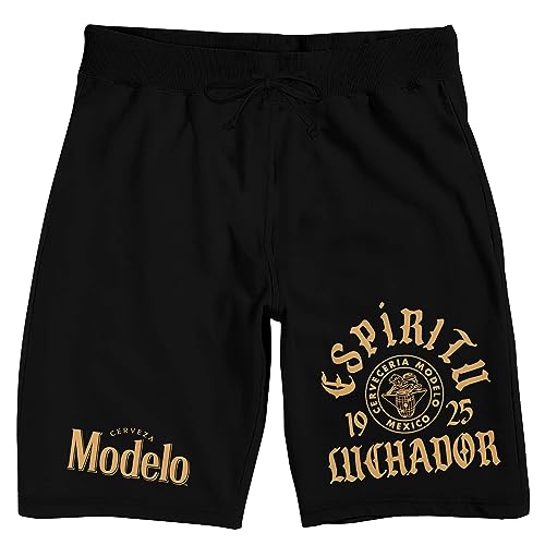 Modelo Espiritu Luchador & Classic Logo Men's Black Sleep Pajama Shorts - Main Image