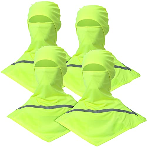 4 Pieces Summer Balaclava Sun Protection Full Face Balaclava with Reflective Strip Cooling Breathable Long Neck Covers for Men Women Cycling, Climbing, Running Neon Yellow, Neon Yellow, One size