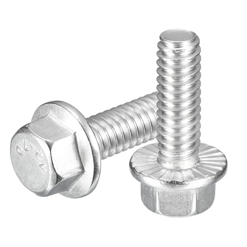 Image of uxcell 15Pcs 1 /4-20 x 3 /4 inch Flanged Hex Head Bolts, 304 Stainless Steel Flange Hexagon Screws, Flange Hex Drive Screws 5.8 Grade for Machinery Industry Home Appliances, Silver