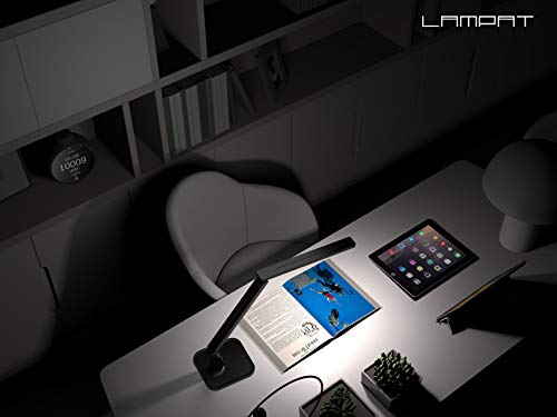 Lampat Dimmable Led Desk Lamp, 4 Lighting Modes (Reading/Studying/Relaxation/Bedtime), 5-Level Dimmer, Touch-Sensitive Control Panel, 1-Hour Auto Timer, 5V/1A Usb Charging Port, Piano Black #TOP7