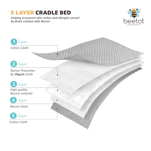Image of Premium Swing Cradle Set | Cradle Cloth, Padded Bed, Mosquito Net, Heavy-Duty Spring & Triangle Hanger | Up to 15 kg | Dark Melanchi Dot