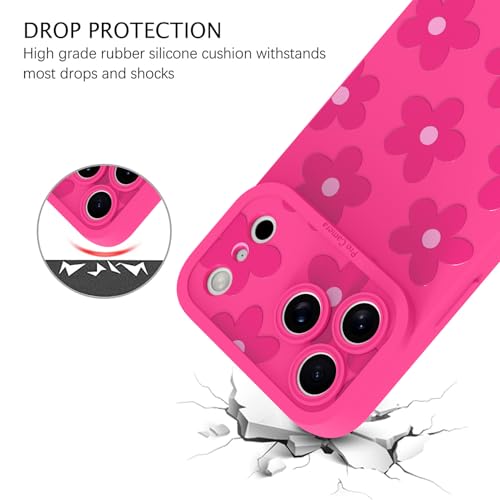 Image of ZIYE for iPhone 17 Pro Max Case Hot Pink Flower Pattern Phone Case