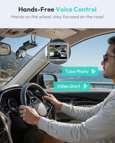 Image of BOTSLAB G300 Plus 4K Dual Dash Cam Front and Rear [2026 Upgraded], STARVIS 2 Sensor, 64GB Card Included, Voice Control, 5GHz WiFi Dashcam Front and Rear Camera, GPS,WDR Night Vision,24H Parking Mode