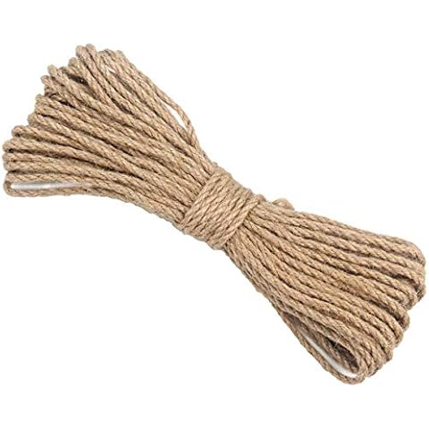 CAIHONG 5mm Jute Rope, 3 Ply Strong Twisted Thick Hemp Twine String for Arts Crafts DIY Decoration Gift Wrapping (20 M/65 Feet) Cover