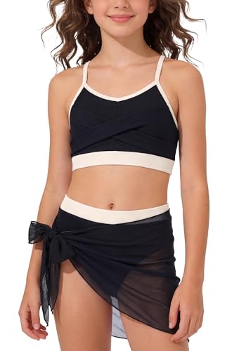 Ensemble bikini trois pièces ado fille avec cache-maillot pour les vacances d'été