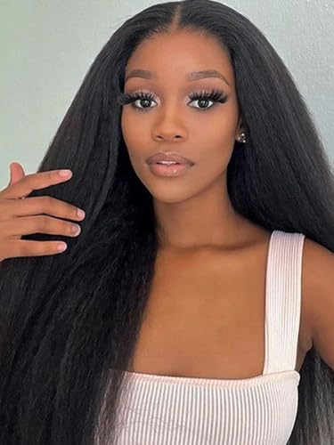 Image of ISEE Half Wig Kinky Straight Glueless Wigs Human Hair For Women 26 Inch