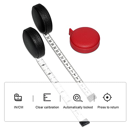 Zuzuan 3M/120" Tape Measure Body Measuring Tape For Body Cloth Tape Measure For Sewing Fabric Tailors Medical Measurements Tape Dual Sided Leather Tape Measure Retractable (Black & Red, 2 Pack) #TOP1
