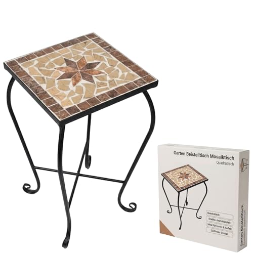Garten Beistelltisch Mosaiktisch Eckig Balkontisch Kleine Gartentische Blumenhocker Balkon Bistrotische Mosaik Gartentisch