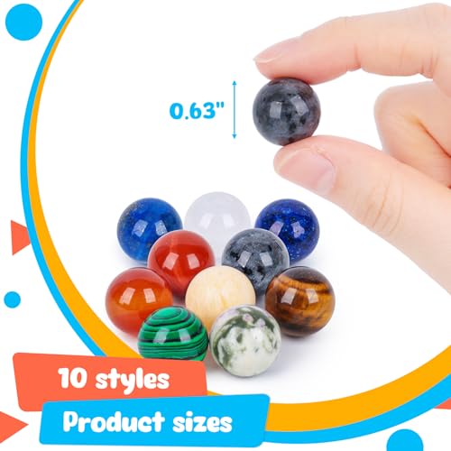 POPLAY 10PCS Marbles for Kids, Handmade Marbles Colored Marbles Bulk in Tinplate Box for Marble Game - Thumbnail 2