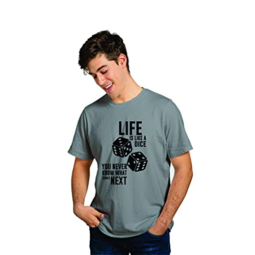 Image of Feel Good Life is Like a Dice Multi Colored Printed Dri Fit T-Shirt for Adults