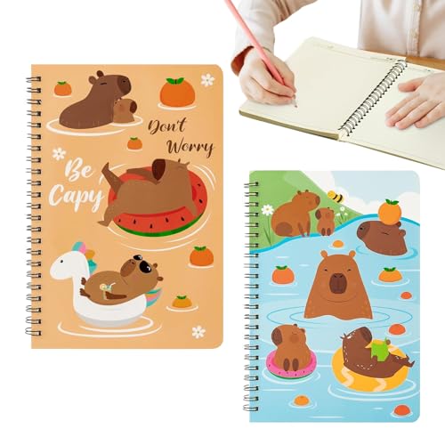Cuadernos en espiral – Cuaderno de viaje A5 encuadernado con alambre, lindo planificador de diario estacionario con temática de Capibara para bocetos, reuniones, tomar notas, álbumes de recortes