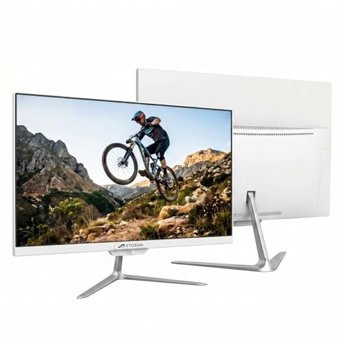 Image of STGSivir All in One Desktop Computer, 23.8 inch FHD Display, Intel Core i7 up to 3.9G, 16GB RAM, 512GB SSD, WiFi 5, BT, RGB Keyboard & Mouse, Webcam, Windows 11 Home,White